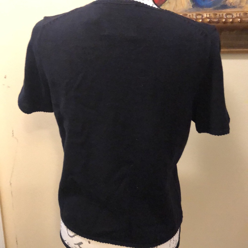 🗽Michael Simon Lady Liberty Fireworks sequins knit short sleeve v-neck sweater - Picture 6 of 10